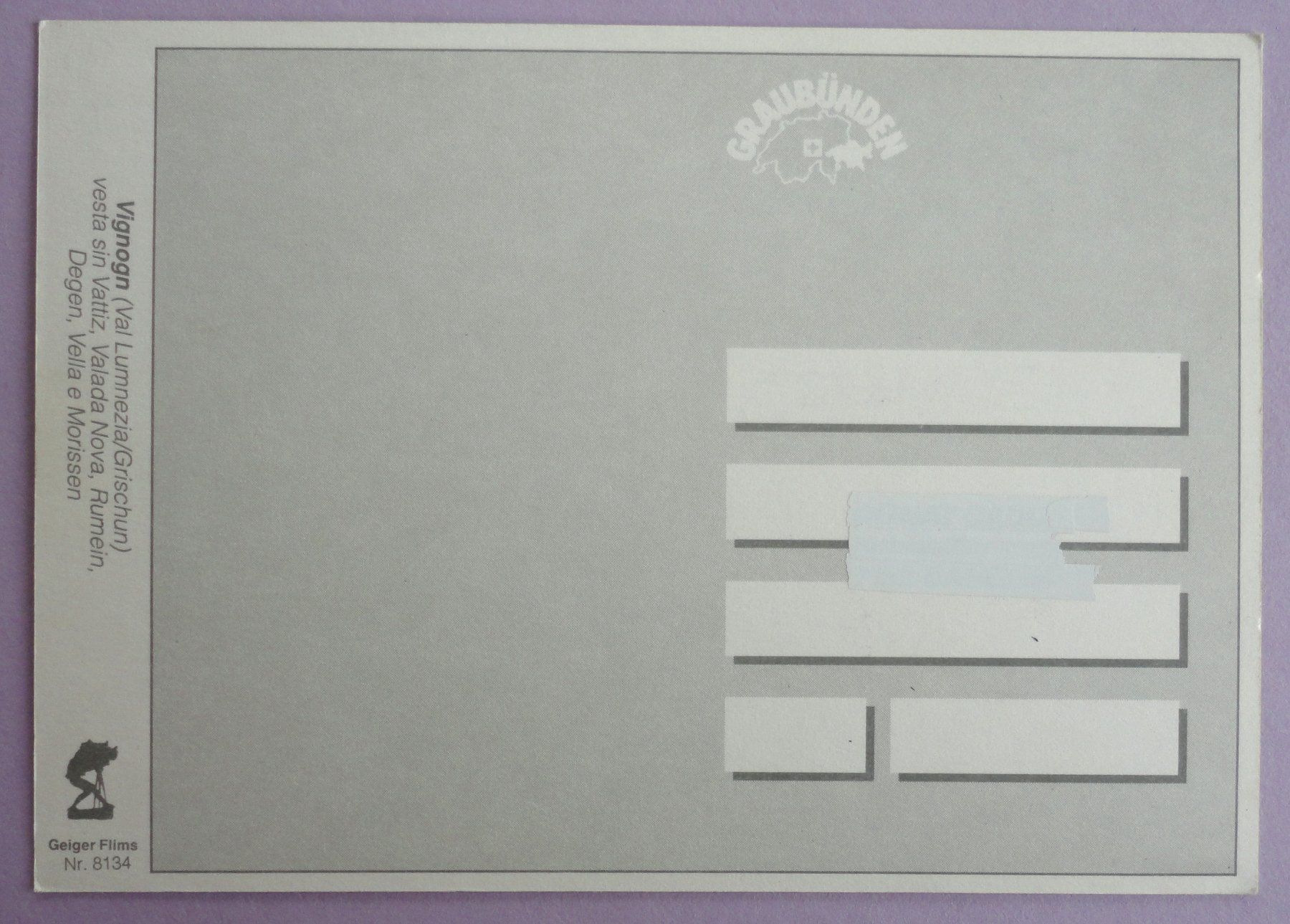 Cartoline postali: Vignogn (Val Lumnezia) – Usato da Fétigny venduto da Billy2miny 1