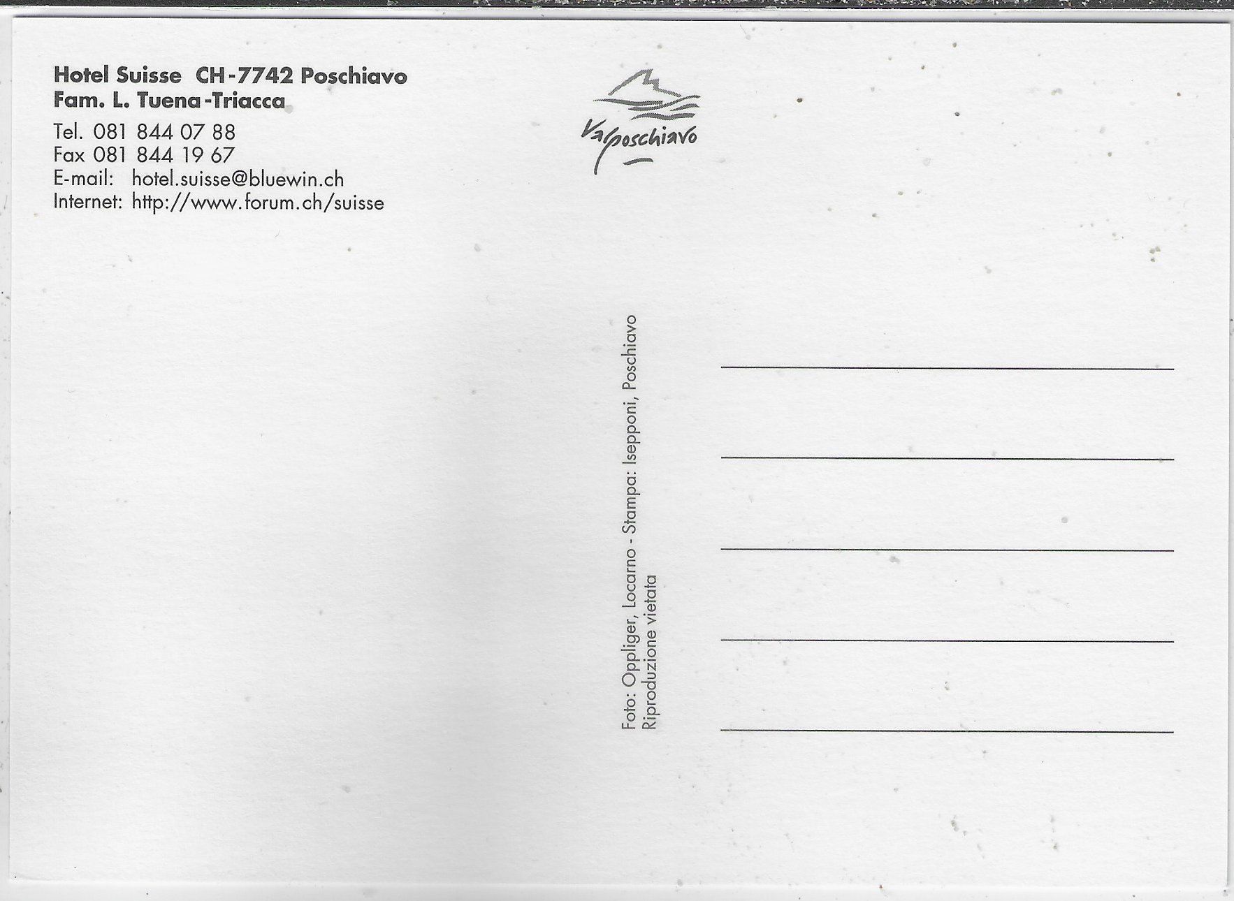 Cartoline postali: Poschiavo - Hotel Suisse – Usato da Ettingen venduto da Kartenplanet 1