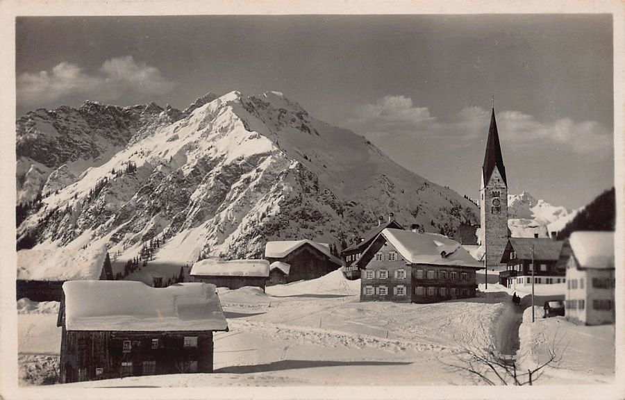 Cartoline postali: Mittelberg mit Widderstein, gelaufen 1932 – Usato da Frauenfeld venduto da POML