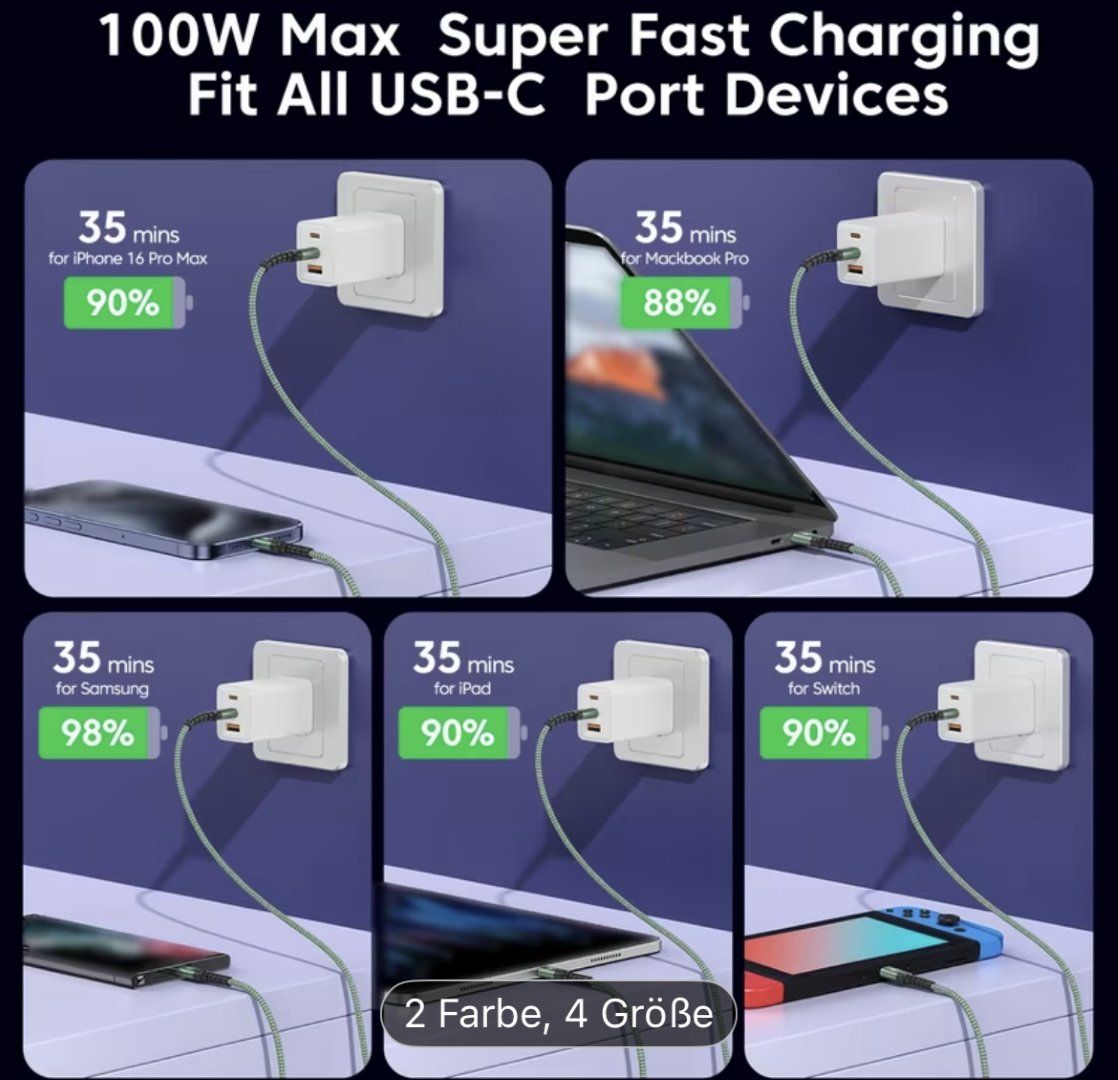 Kabel: Neues USB-C Daten und Ladekabel schwarz 100W – Neu und originalverpackt aus Altenrhein von marcow313 3