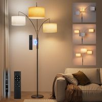 Bogenlampe LED dimmbar 36W Fernbedienung Stoffschirm