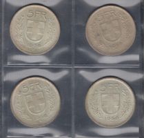 Schweiz, Silber 5 Fr. 4 Stk. 1969, 1966, je 2,  siehe Scans!