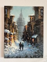 Ölgemälde Istanbul Galata-Turm im Schnee – 30 x 40 cm – Sign