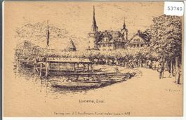 Luzern - Quai - Litho - Kunstmaler J.C. Kaufmann