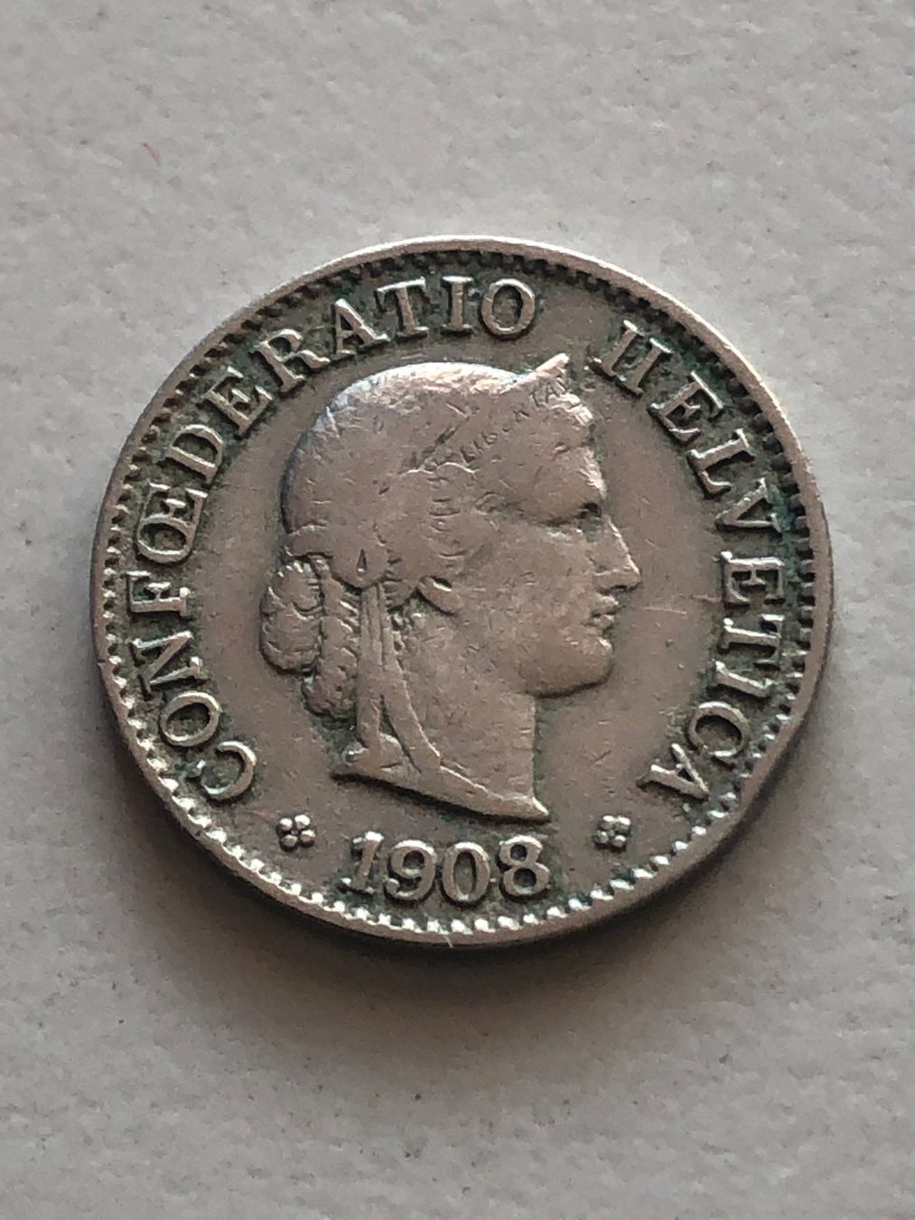 Tutti le monete: Abart 5 Rp. 1908 H ohne Querstrich – Usato da Schötz venduto da Odpa