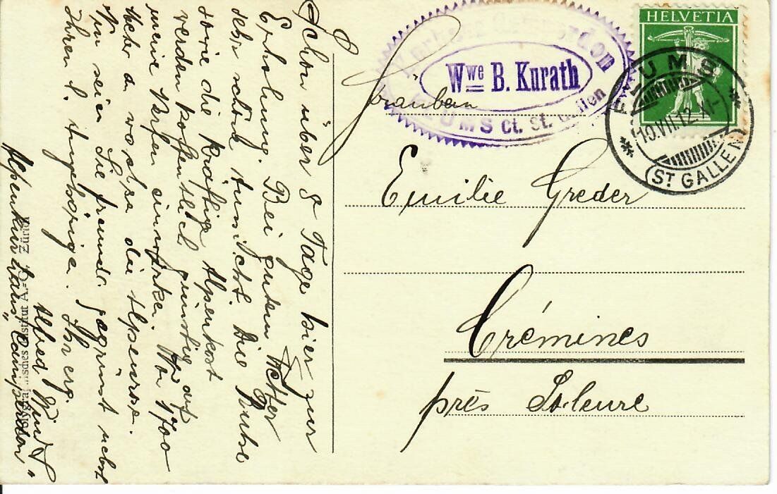 Cartoline postali: Kurhaus Alp Gamperdon  1912 – Usato da Hochdorf venduto da Ziegel-16 1