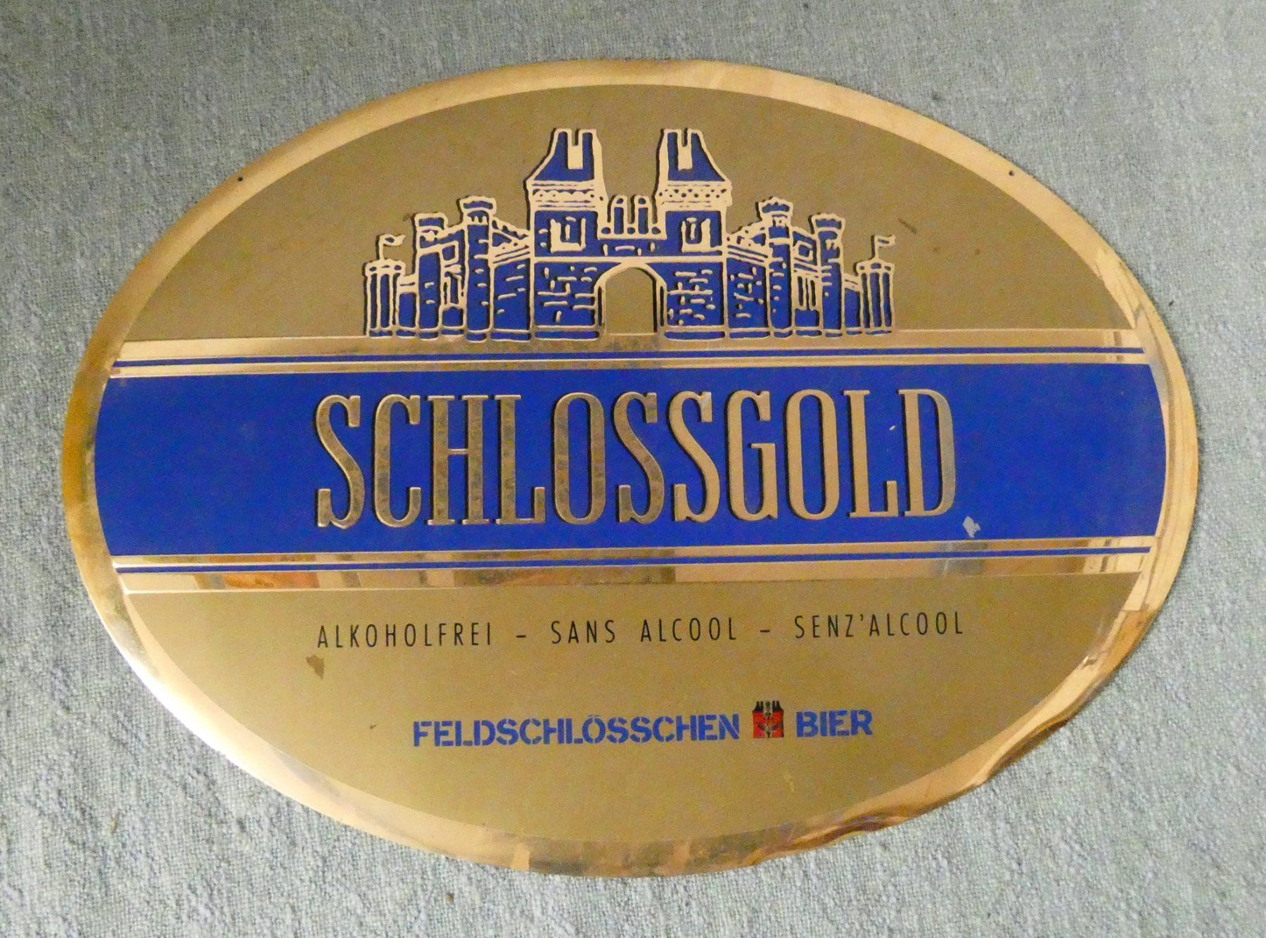 Feldschlösschen Ecriteaux: Feldschlösschchen Schlossgold Bier Blechschild – D'occasion à Roggliswil par wipix