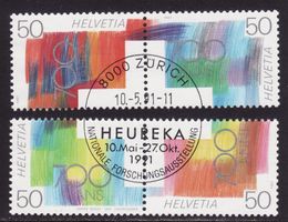 SBK-Nr. Z91 und Z92 (Eidgenossenschaft 1991) gestempelt