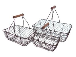Drahtkorb Erntekorb 3er Set Metall eckig 20- 33cm Länge