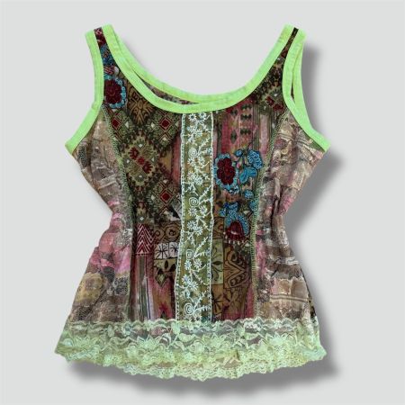 Y2K vintage green floral top Sommertop (Dolce Gabbana retro)