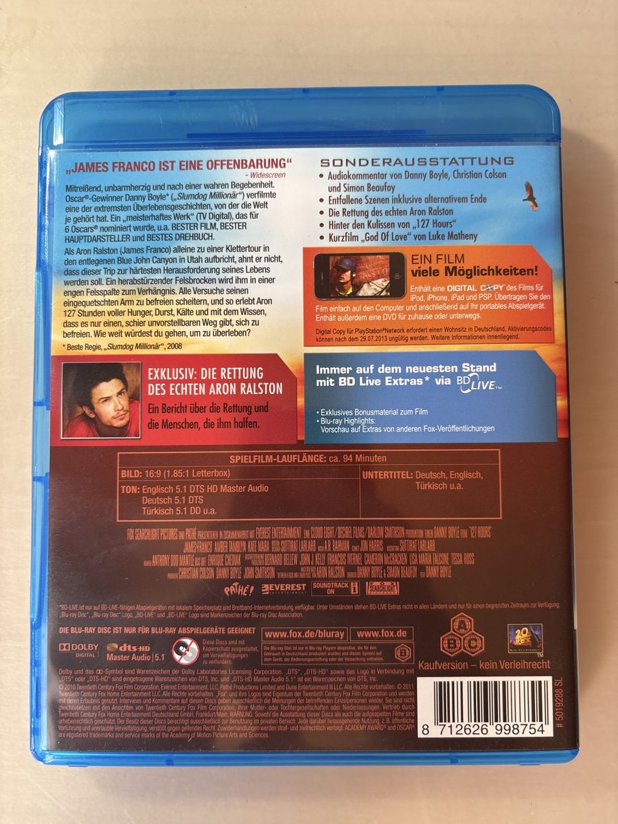 Tutti i DVDs: 127 Hours - Blu-ray, DVD + Digital - Top Zustand! – Usato da Ruswil venduto da Slivio_ 1