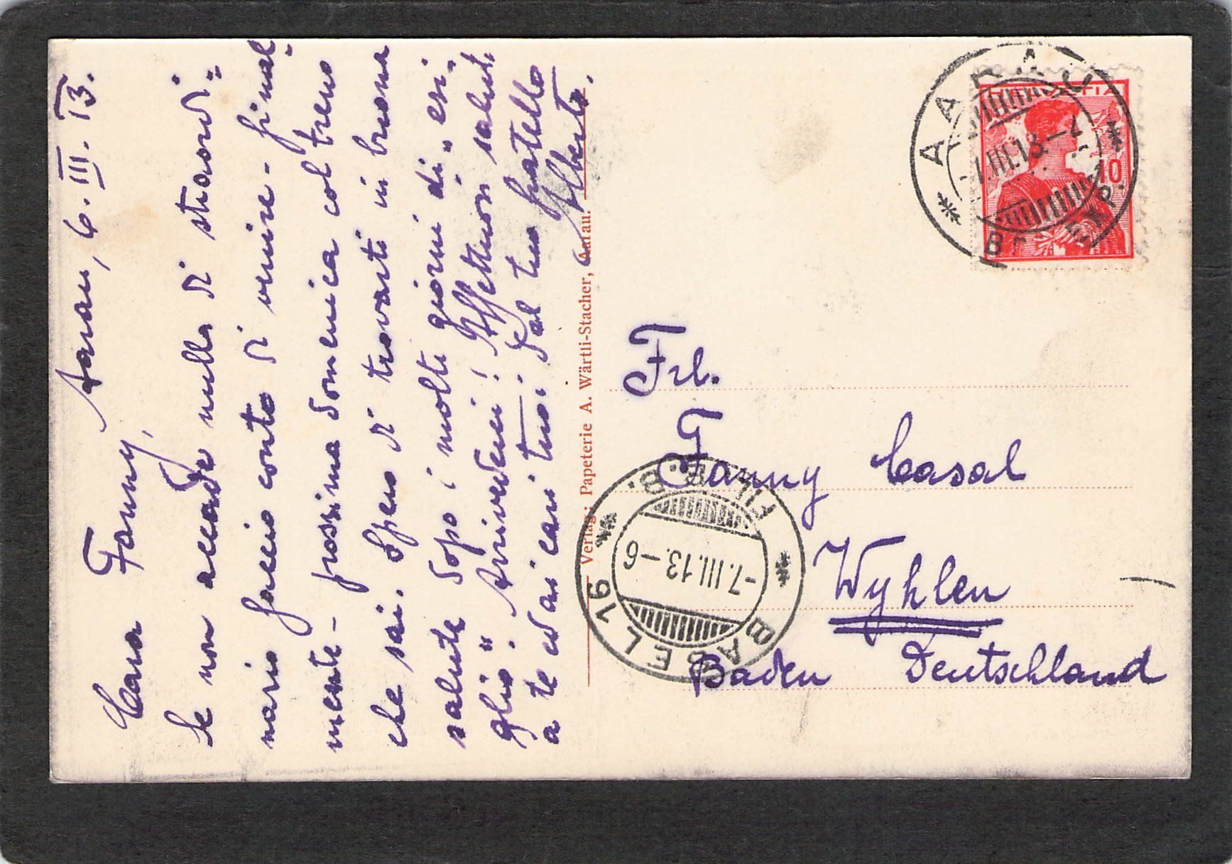 Cartoline postali: #Aarau - Rathausgasse , gel. 1913 – Usato da Reichenburg venduto da Pipo-67 1