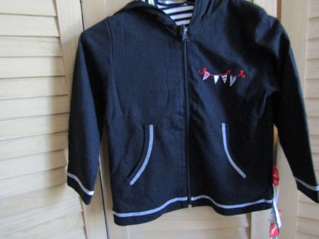 Gr. 116, Kapuzen-Sweat-Wendejacke Nachtblau/Blau/Weiss