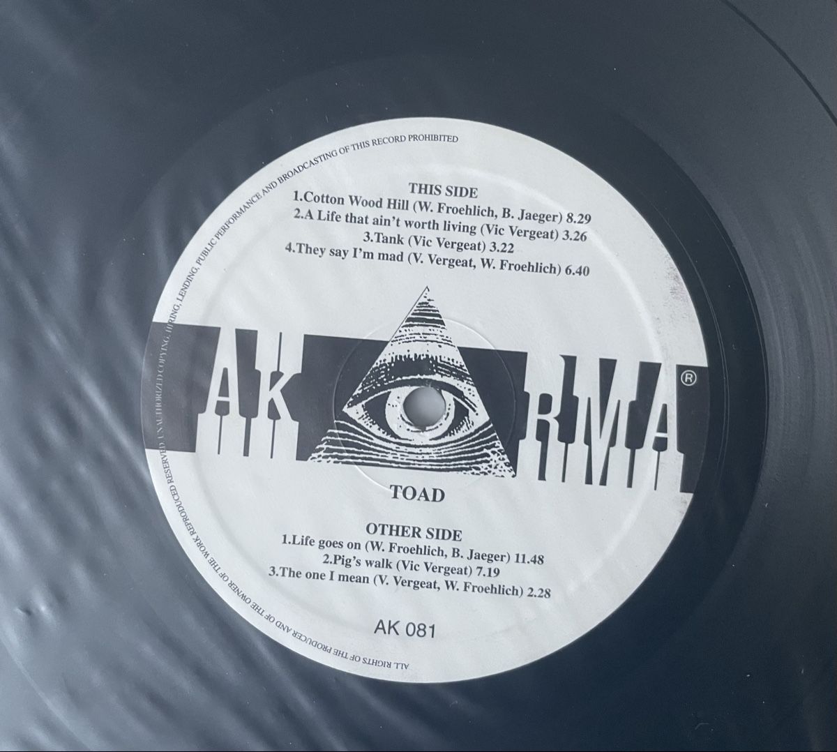 Schallplatten: TOAD - same - AKARMA Vinyl LP – Gebraucht aus Olten von Bluespapst 2