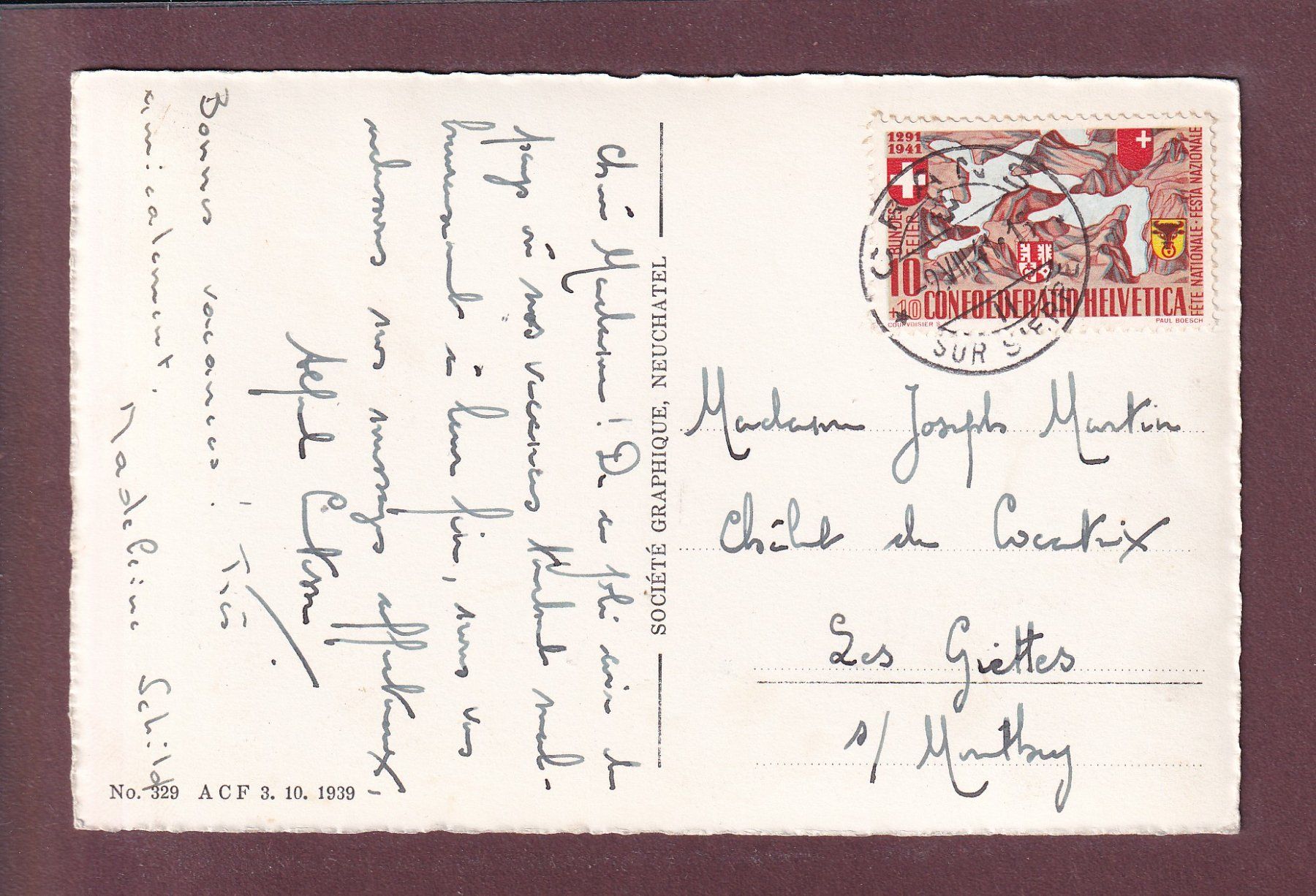 Cartoline postali: CRANS - Bisse du Liton - 1941 – Usato da Pully venduto da nicecards 1