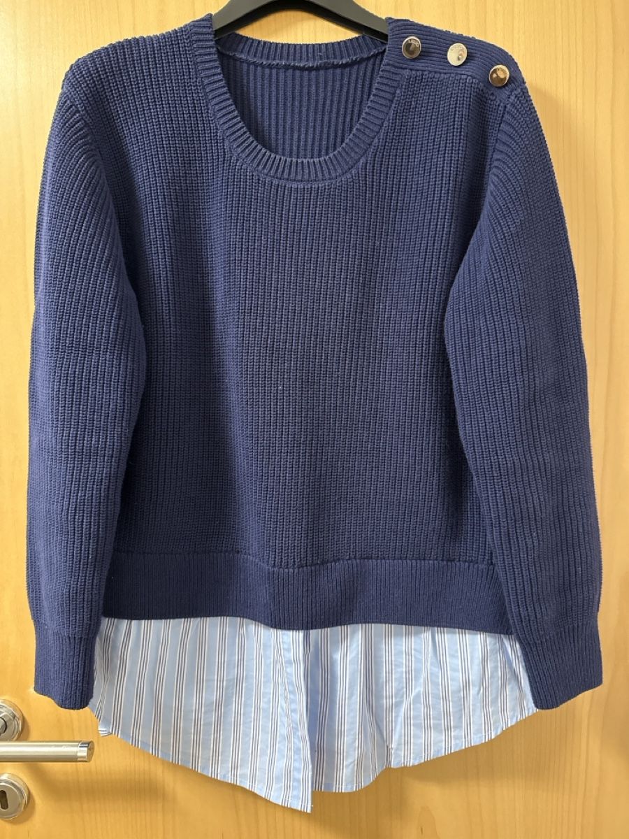 Liu Jo Maglioni & Felpe: Liu Jo Strickpullover mit Hemd-Einsatz, Grösse M, Dunkelblau – Usato da Selzach venduto da Adatte02 1