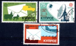 ZYPERN 1979 POSTGESCHICHTE SERIE 3 MARKEN GESTEMPELT - S61