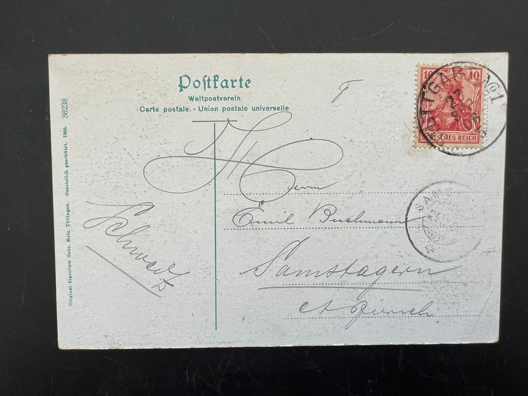 Ansichtskarten: AK 1908 Stuttgart  Litho  D. Reich  (G512) – Gebraucht aus Hinwil von Sidi4 1