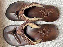 Abercrombie & Fitch Flip Flops Leder Braun, Gr. 42