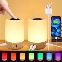 Nachttischlampe Touch Dimmbar mit 4 USB (2 Stück)
