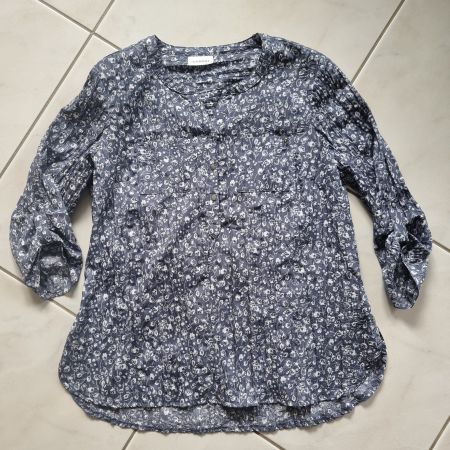 Candai Bluse, Gr. 38, Grau mit Blumenmuster, Top Zustand!