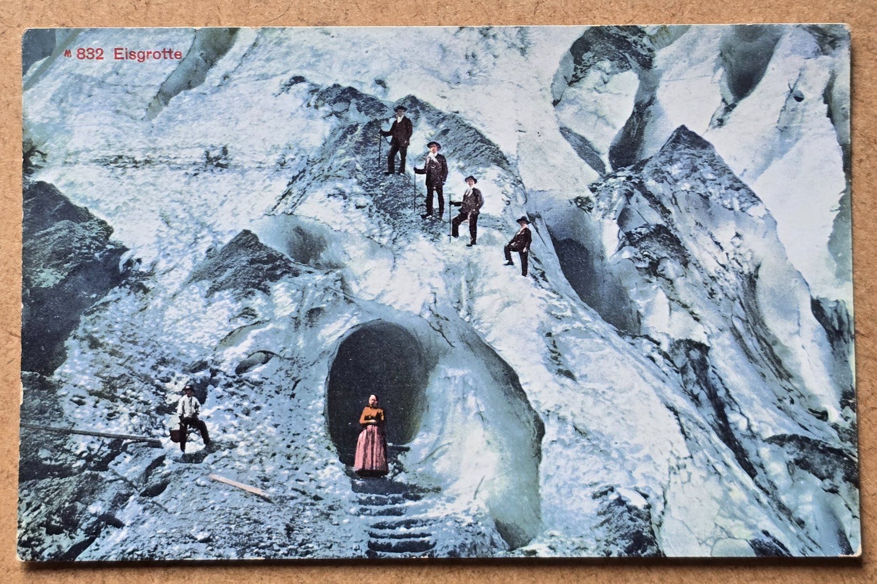 Cartoline postali: Eisgrotte, belebt, alte AK, Wanderer Gletscher – Usato da Rheinau venduto da MakalekaAloha