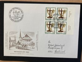 Schweiz 1982 Sonderstempel Tag der Briefmarke Reinach 4er-Bl