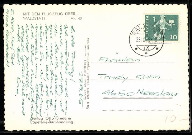 Cartoline postali: Waldstatt /AR, Mit dem Flugzeug über Wa – Usato da Berlin venduto da bartko-reher 1