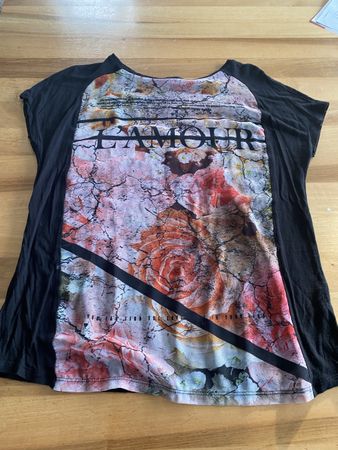 S. oliver T-Shirt , Gr. 34, black rosa orange