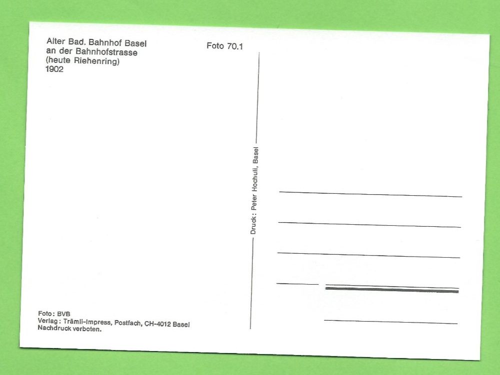 Cartoline postali: Alter Bad. Bahnhof Basel an der Bahnhofstrasse – Usato da Zürich venduto da t24_de 1