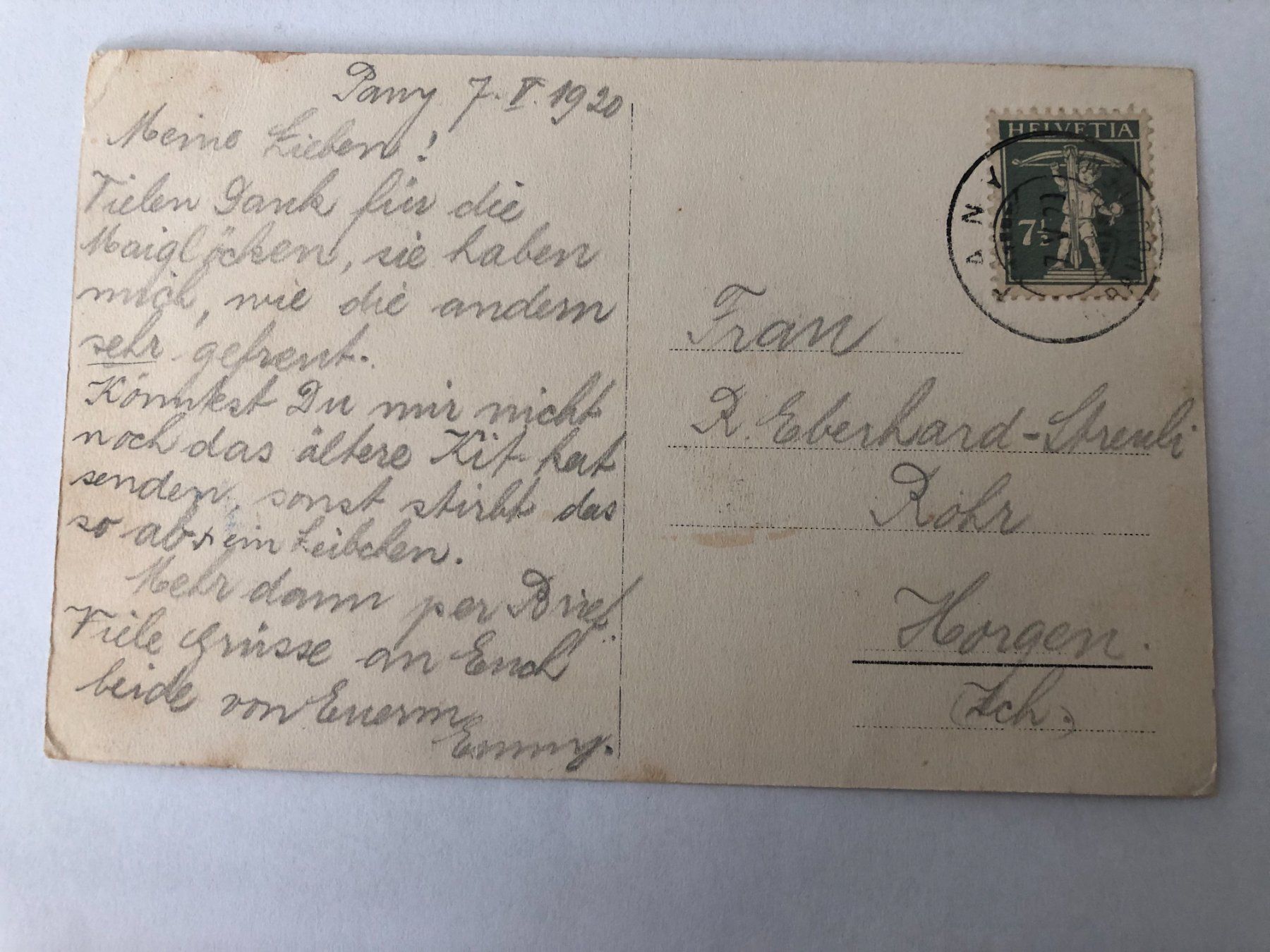Ansichtskarten: Pany mit Schnee 1920 – Gebraucht aus Pfäffikon ZH von Waltoversand 1