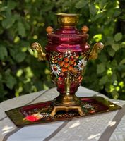 Elektrischer Samowar Blumenmuster rot