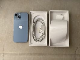 Apple iPhone 14 blau mit Verpackung und Kabel