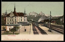 Arth-Goldau, Bahnhof von der Gleisseite 