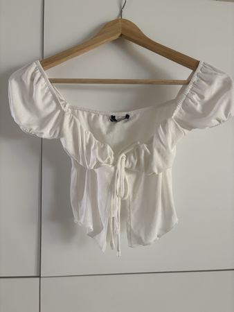 Top court Bershka blanc taille S bon état