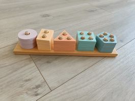 Holz Stapelspiel Form Sortierer Pastel Farben