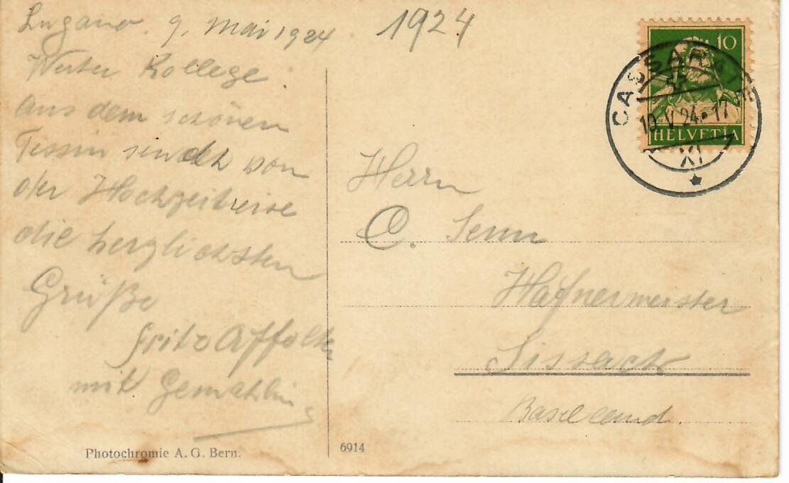 Cartoline postali: Un saluto da Lugano - Cassarate – Usato da Hochdorf venduto da Ziegel-16 1