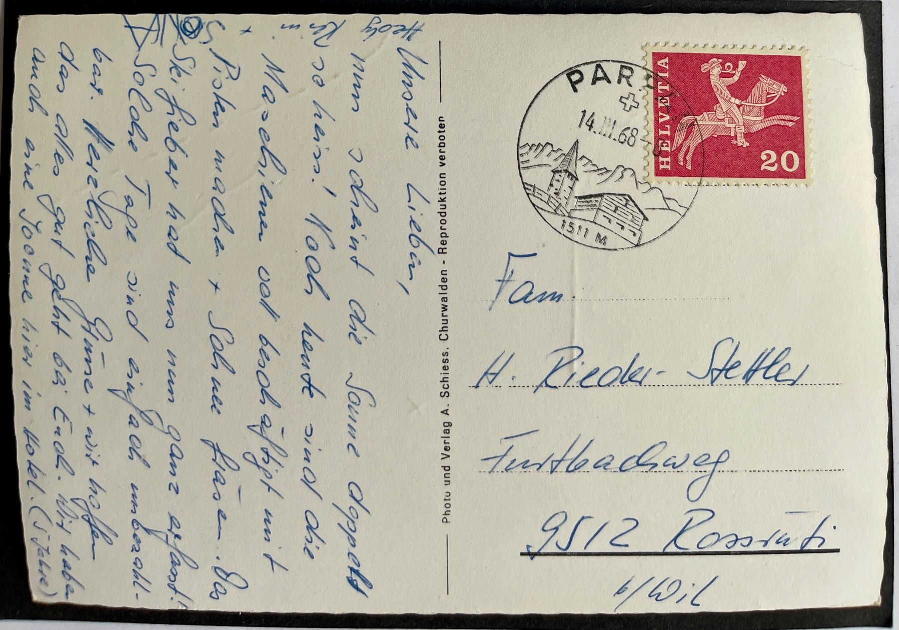 Cartoline postali: PARPAN - Winter 1968 – Usato da Lutry venduto da Ediego 1