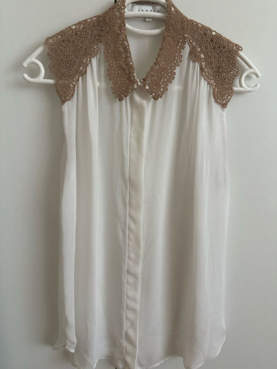 Sandro Camicette: Sandro Blouse white lace collar size 1 – Usato da Binningen venduto da can_s2yh