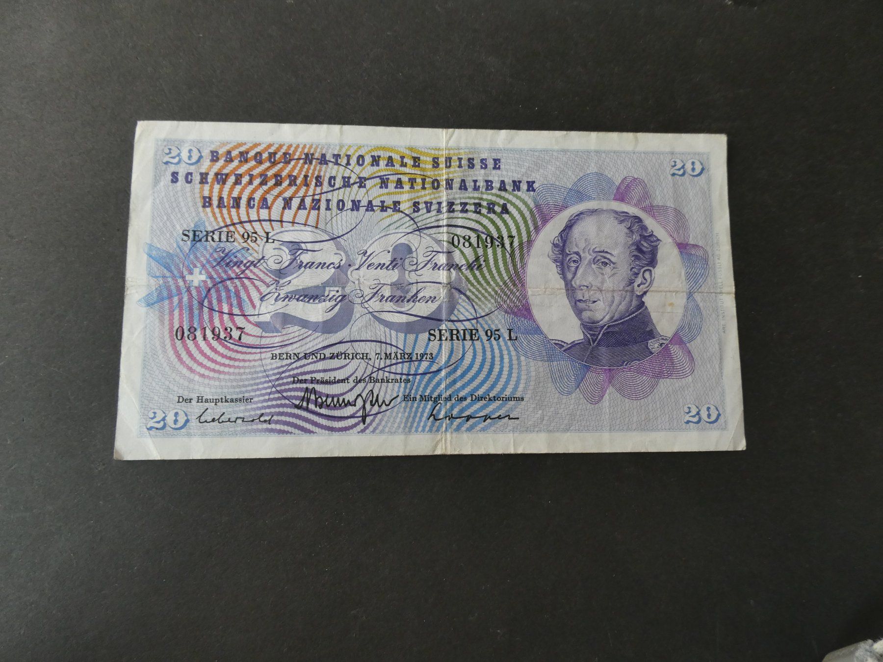 Banconote: Schweiz 1973, 20 Franken – Usato da Hinterforst venduto da Rohusri