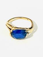 10K Yellow Gold Synthetic Sapphire Ladies Ring