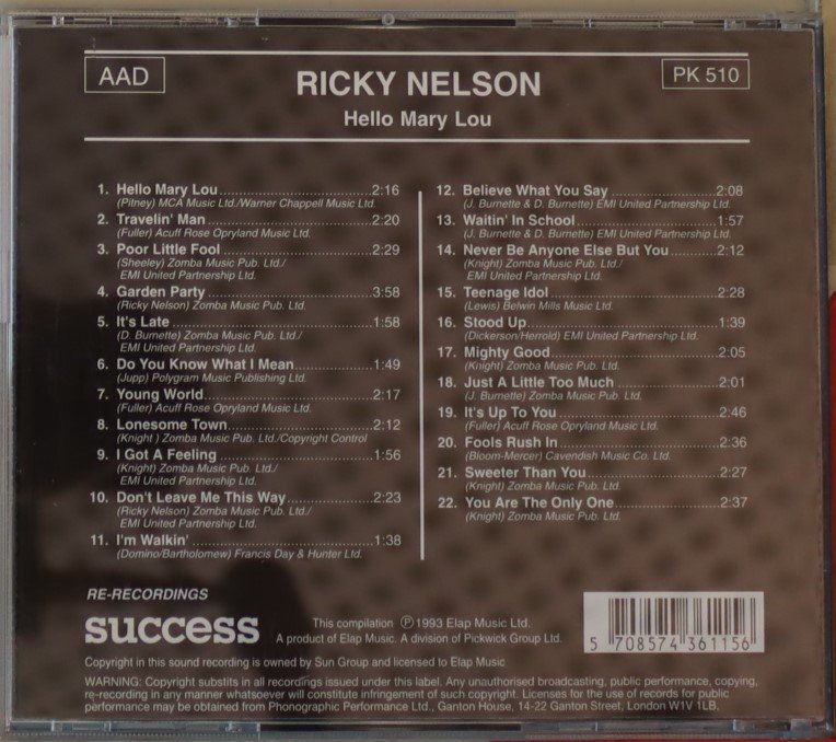 CDs: Ricky Nelson – Hello Mary Lou – Gebraucht aus Luzern von CONTENTI 2
