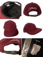 Carhartt WIP Wool Script Logo Cap / Leather Strapback / Burg