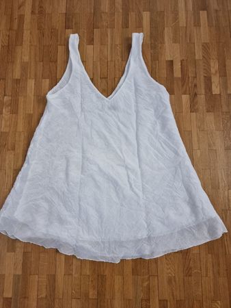 Top d'été en coton et lin blanc