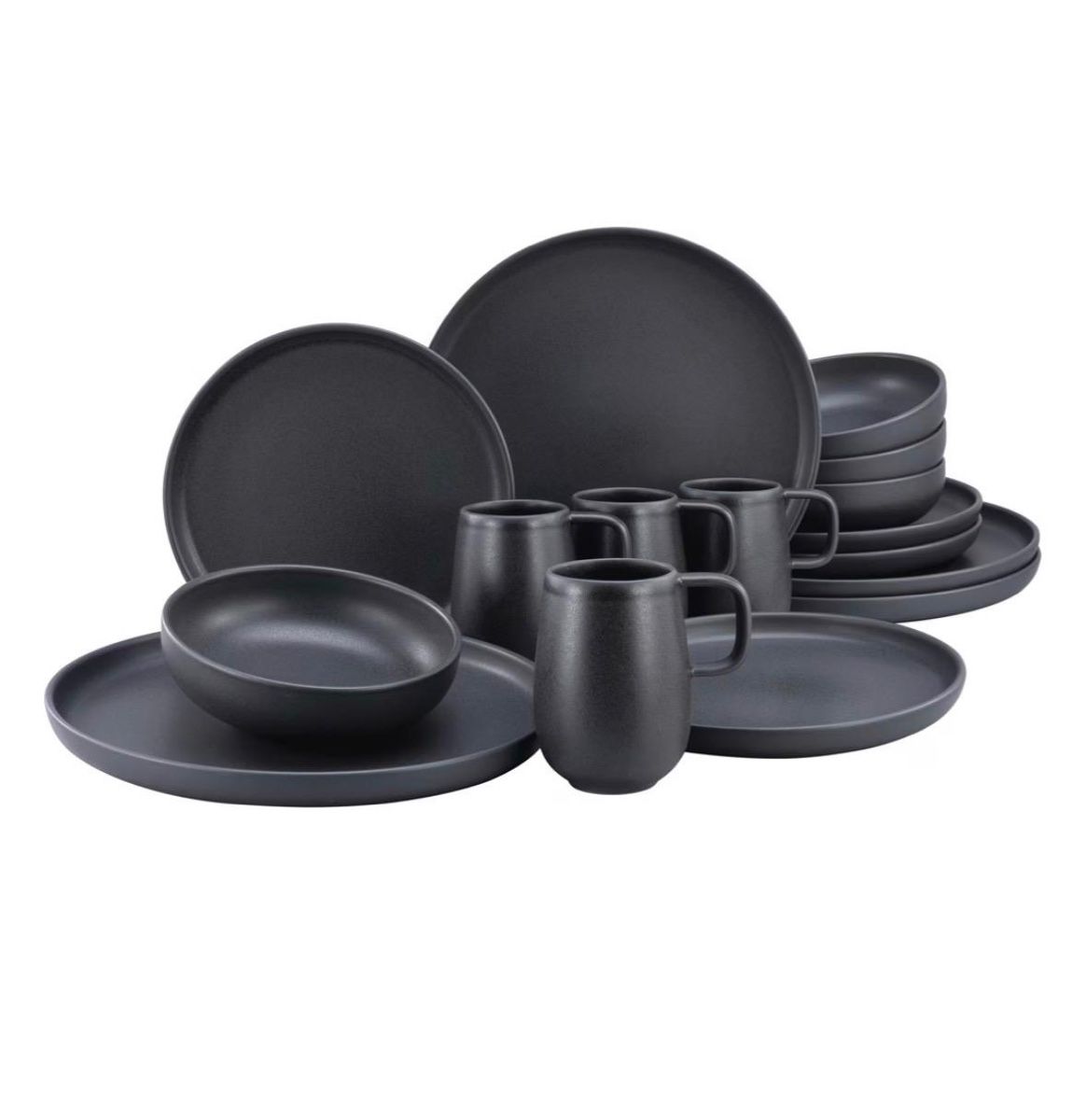 Set di piatti: Keramik- Geschirr-Set matt schwarz – Usato da Gossau ZH venduto da Celestino_2.0