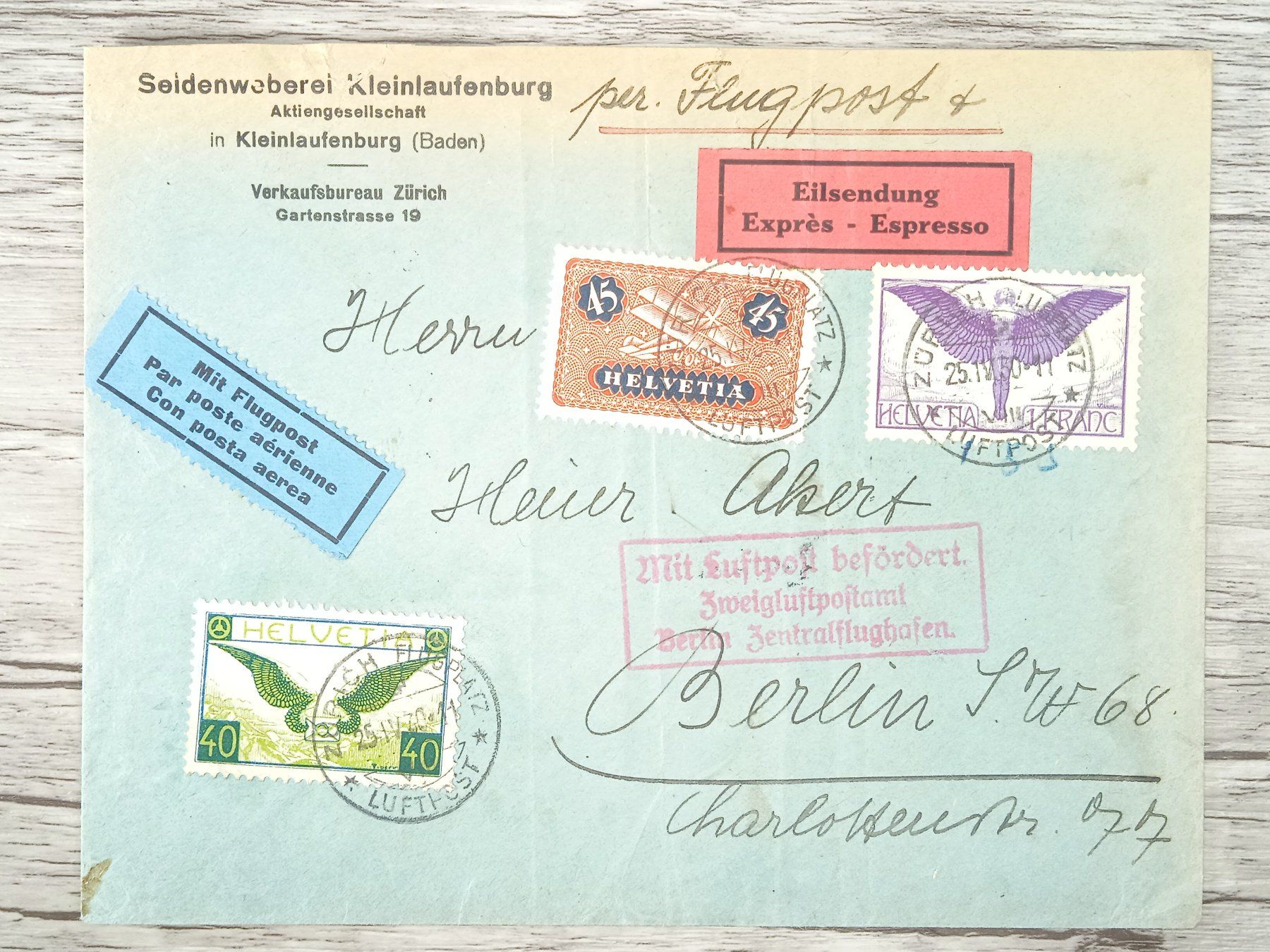 Tutti i francobolli: TR90 Enveloppe + Timbre Suisse 1930 – Usato da Cousset venduto da Patrick_Collections