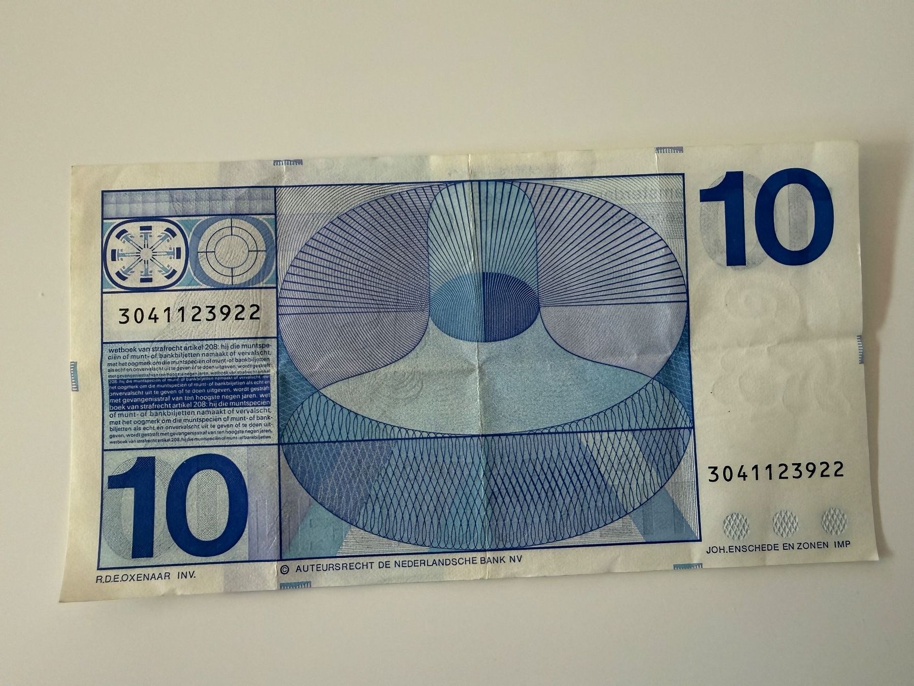 Banconote: 10 Gulden Nederland 1968 – Usato da Fribourg venduto da J334455 1