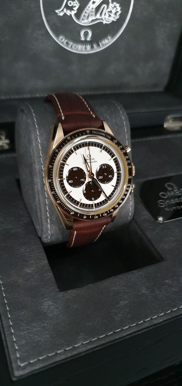 Omega Orologi: Omega Speedmaster Numbered Edition Only 1000 Stk. Gold 18Kt. – Nuovo e nell'imballaggio originale da Zürich venduto da Leica.C89 4