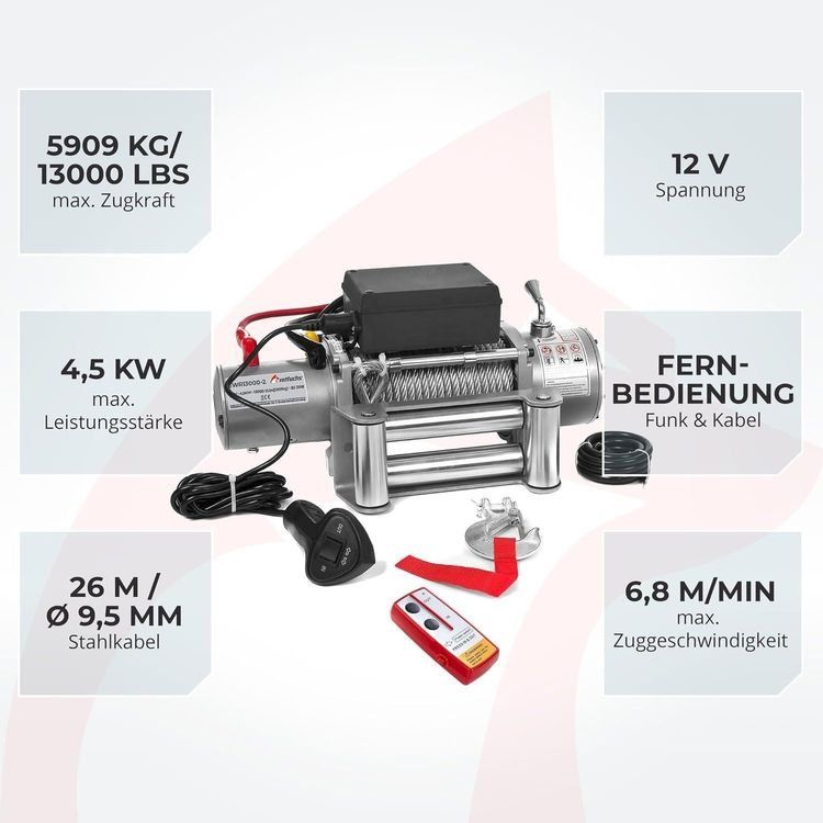 Altro per stoccaggio & trasporto: Rotfuchs EWR13000 Seilwinde 12V 5900kg – Nuovo e nell'imballaggio originale da Amriswil venduto da JaJa-Express 2