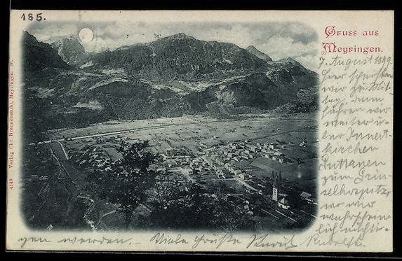 Cartes postales: Mondschein-AK Meyringen, Teilansicht mit – D'occasion à Berlin par bartko-reher